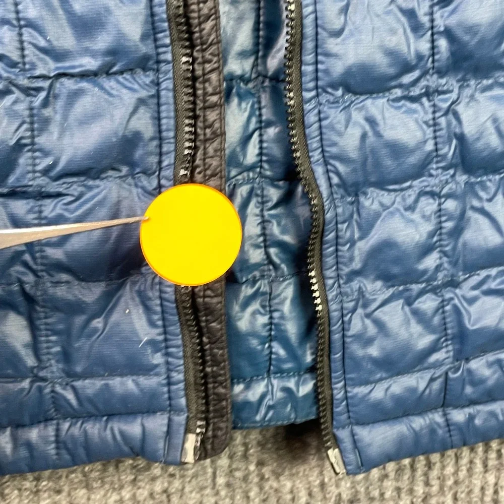 The North Face Thermoball Jacket Mens XL Blue Black Puffer Quilted Broken Zipper